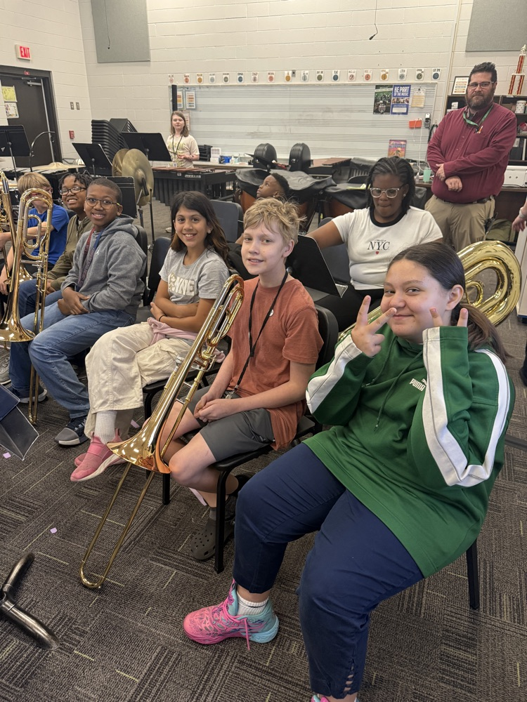 students in band class