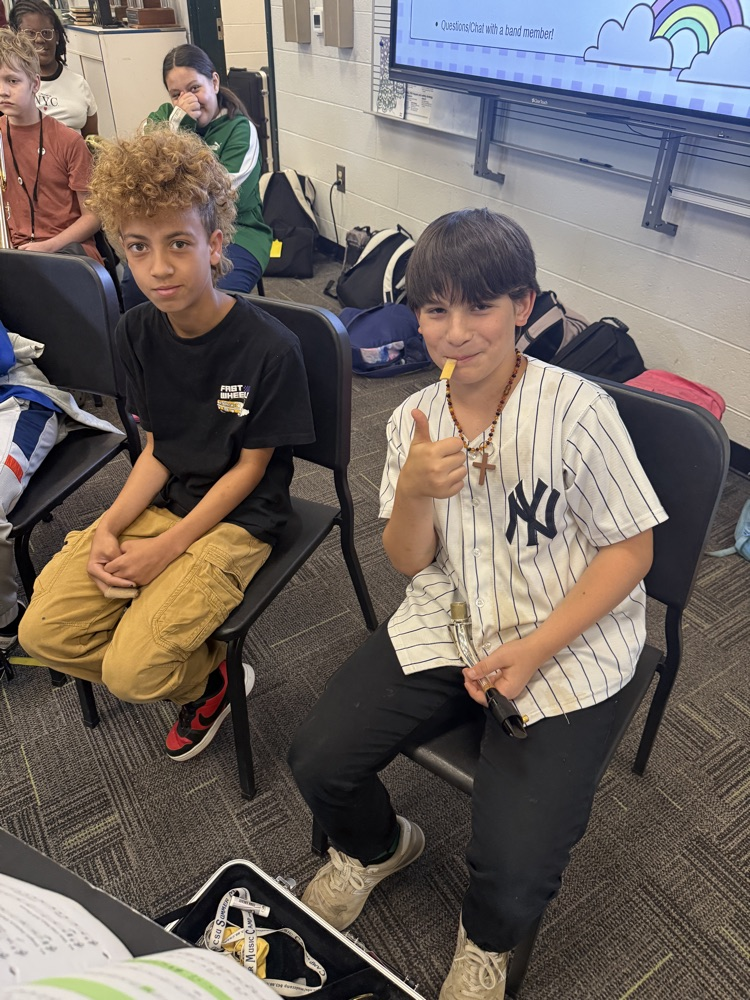 students in band class