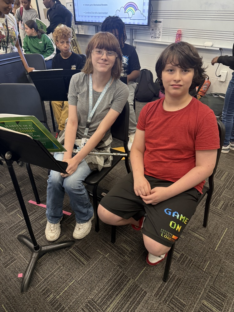 students in band class