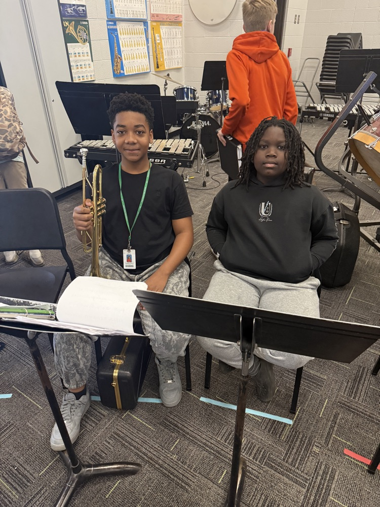 students in band class