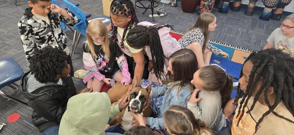 therapy dog Reba—visited Ms. Ryan’s 4th grade