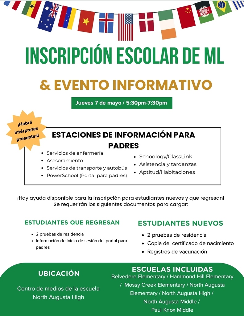 ML School Registration Event May 7th at NAHS