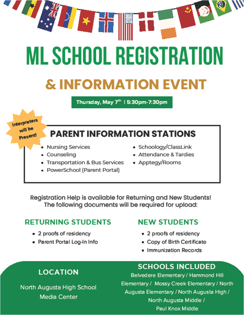 ML School Registration Event May 7th at NAHS