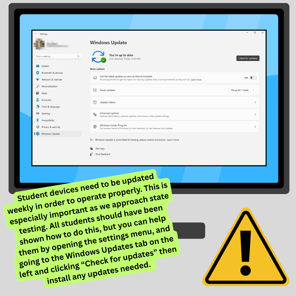 Windows update instructions.