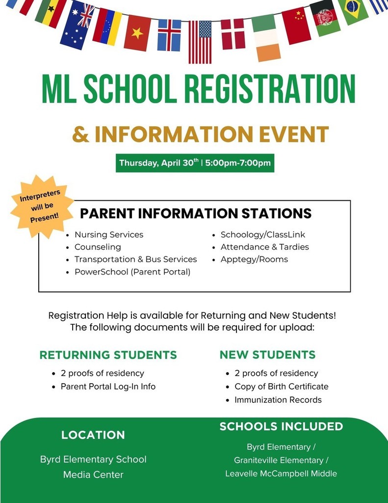 ML School Registration Event - english