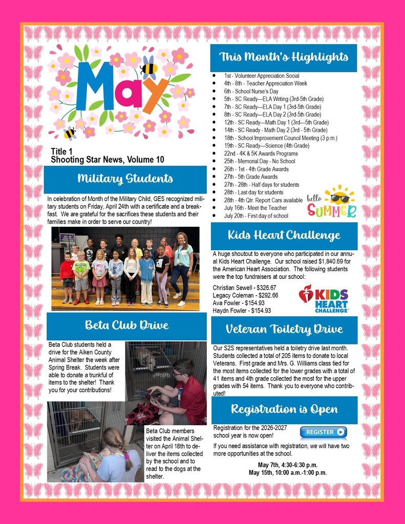 May Newsletter (Front)