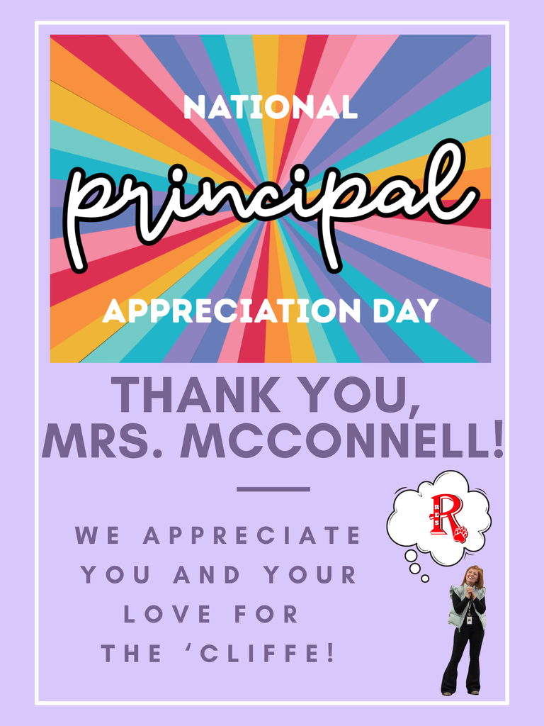 National Principal Appreciation Day. Than kyou, Mrs. McConnell! We appreciate you and your love for the 'Cliffe!