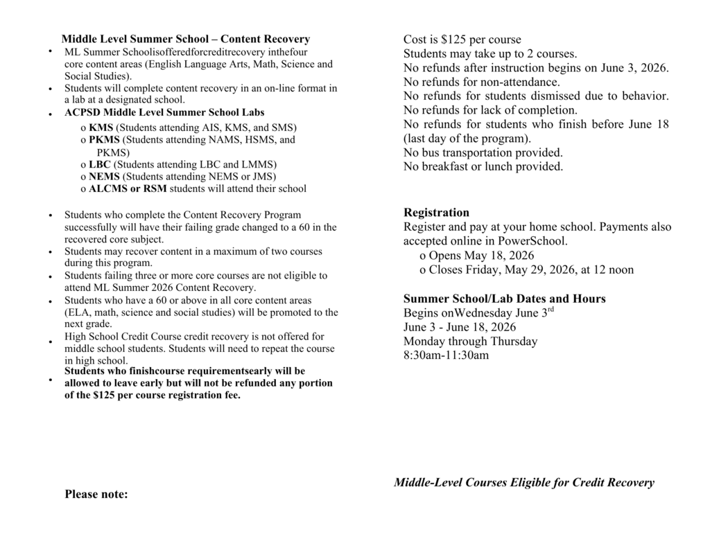summer school brochure, page 2