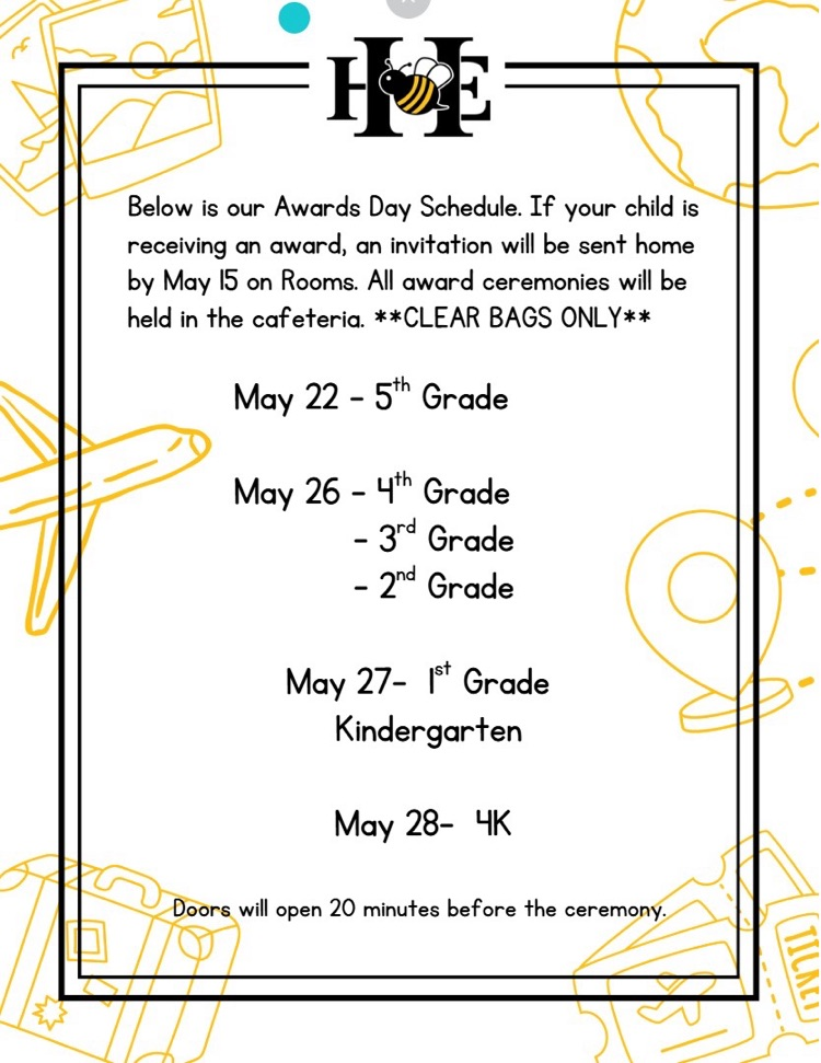 airplane and suitcase background with details about Awards Day 