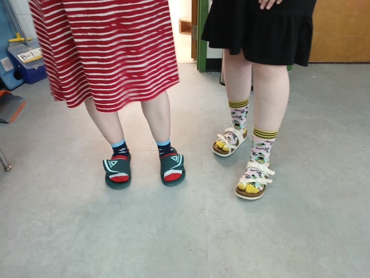 teachers wearing socks and sandals 