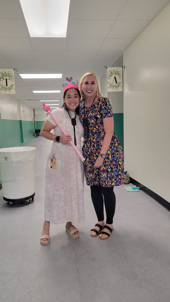teacher wearing a crown/tiara