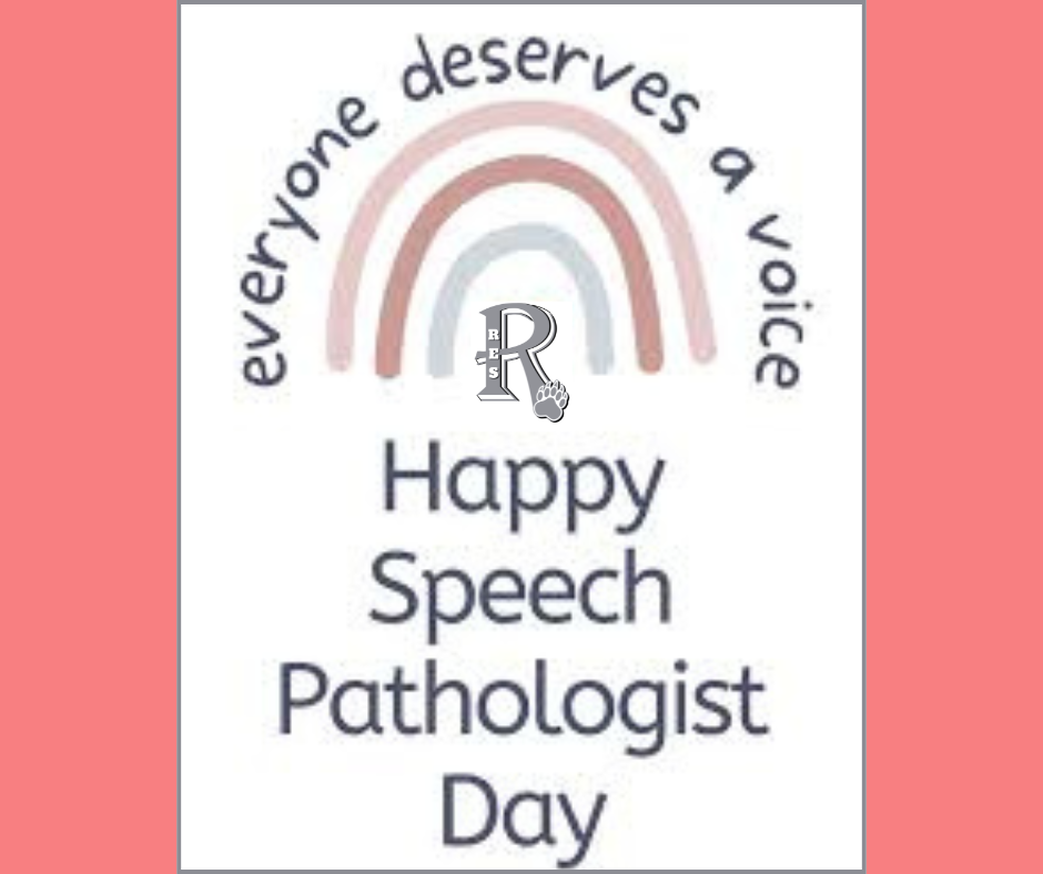 "Everyone deserves a voice" over a rainbow image with Redcliffe "R" logo and "Happy Speech Pathologist Day" underneath.