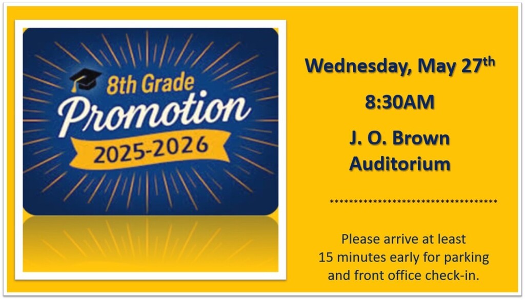 Flyer Announcement for ALCMS 8th Grade Promotion Ceremony 25-26
