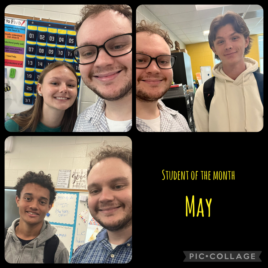 Collage of students and teachers for student of the month. 