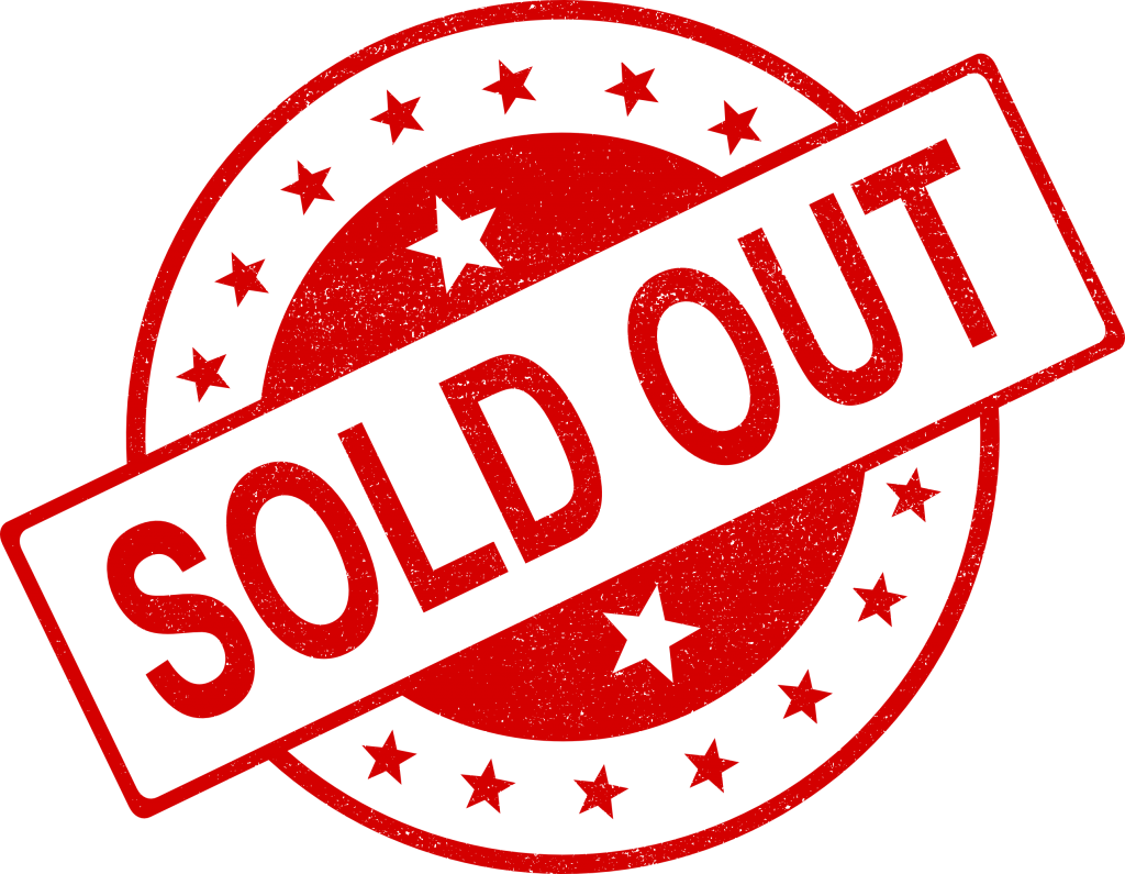 Red cirlce with "Sold Out" inside with stars around the circle.