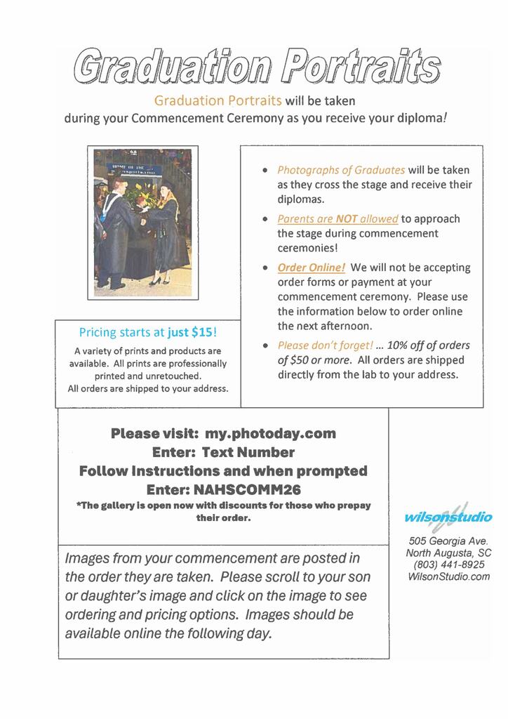 Graduation Portrait Purchasing Instructions.