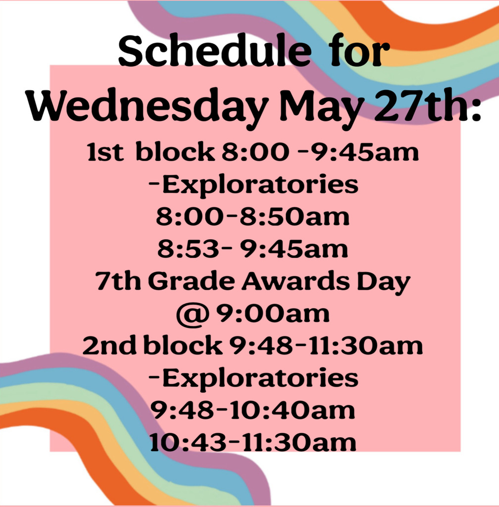 Schedule for Wednesday 