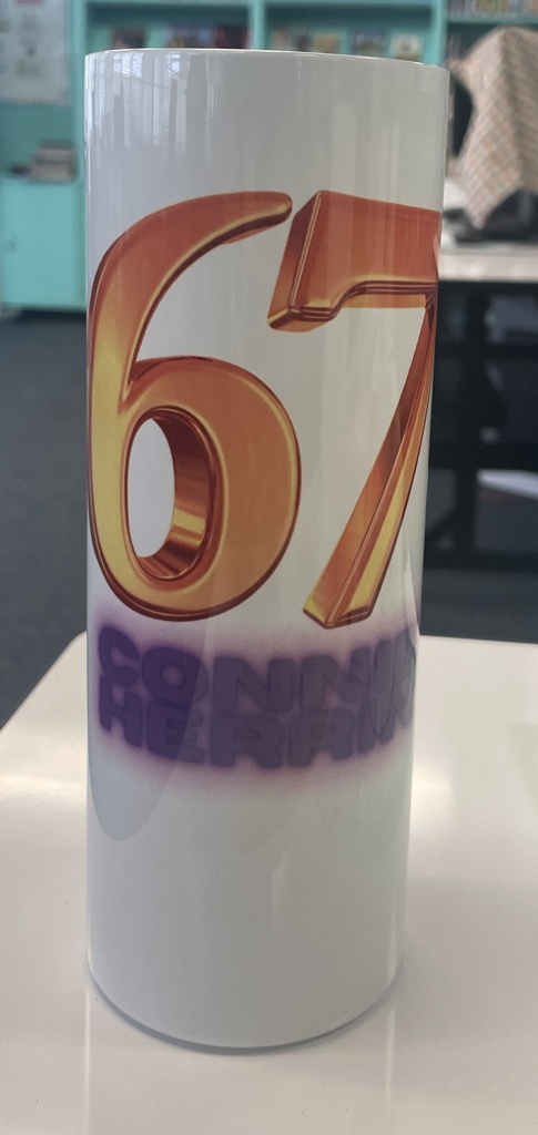 One student customized her cup with the "6-7" saying.