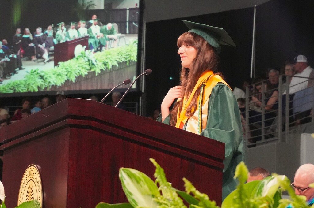 Aiken High's salutatorian speaks at graduation.