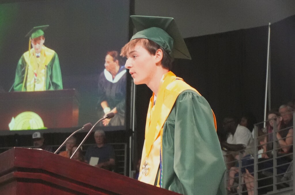 Aiken High's valedictorian speaks at graduation.