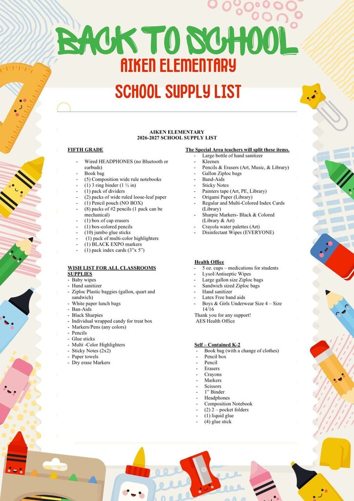2026 -2027 Aiken EL Supply List p 2