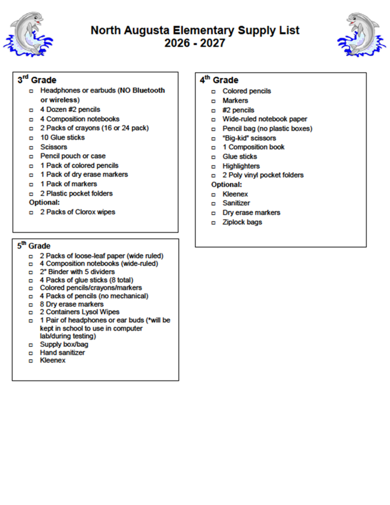 2026 - 2027 Supply List Page 2