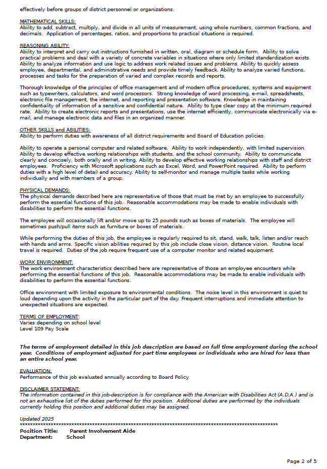 Secretary Job Posting Page 2