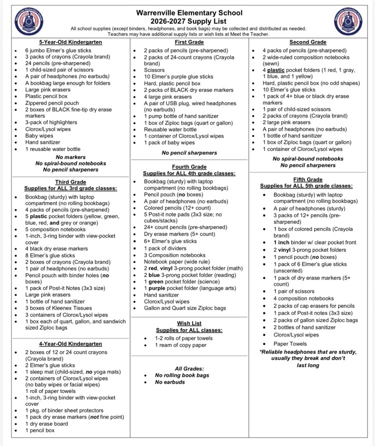 supply list