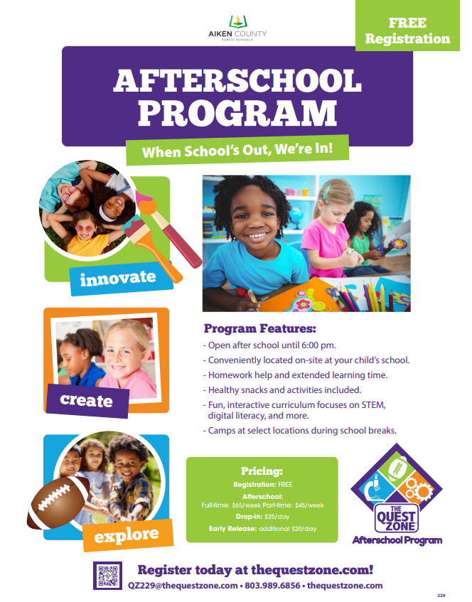 Quest Zone Afterschool Program Flyer   Register at thequestzone.com