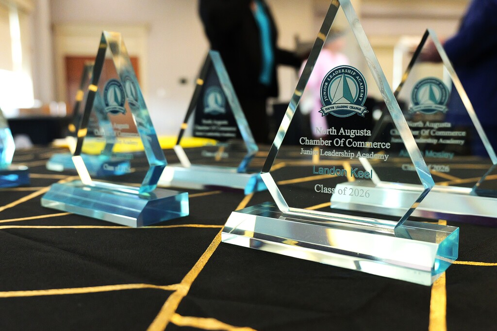 Close up shot of Junior Leadership trophy.