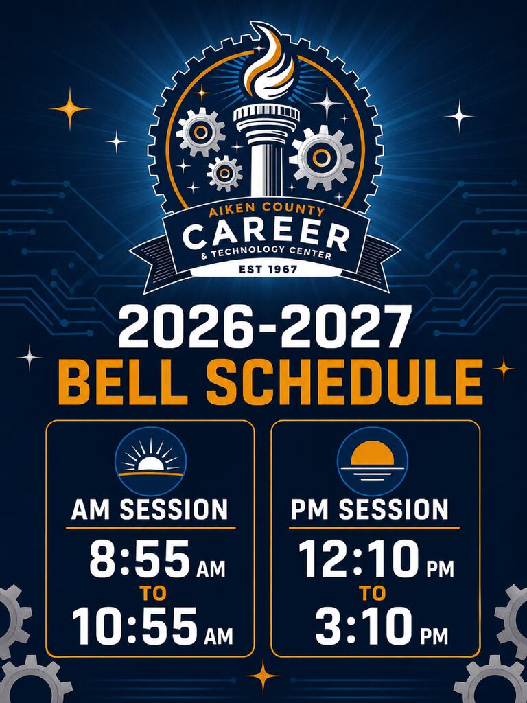 ACCTC Logo with Gears ad start times.