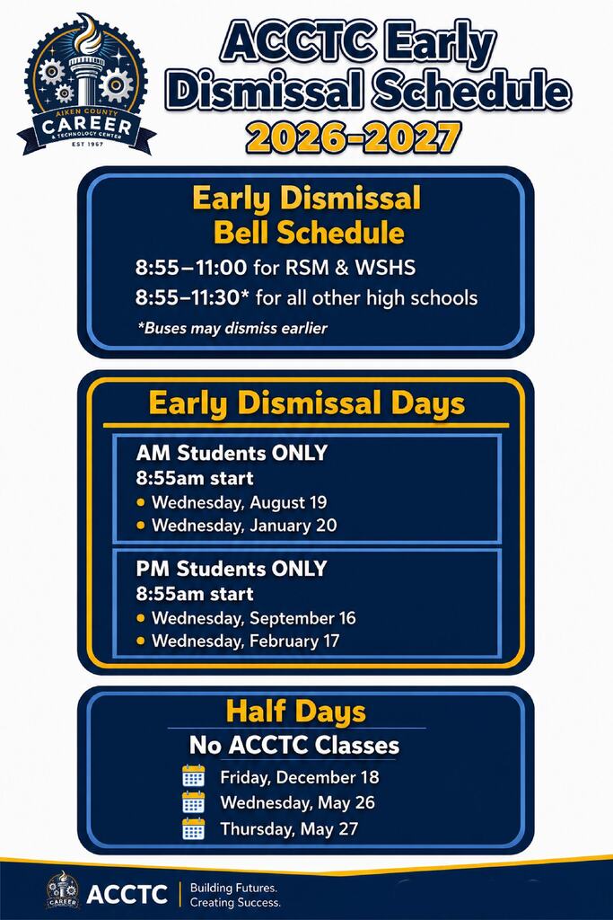 ACCTC Early Dismissal and Half Day Schedules