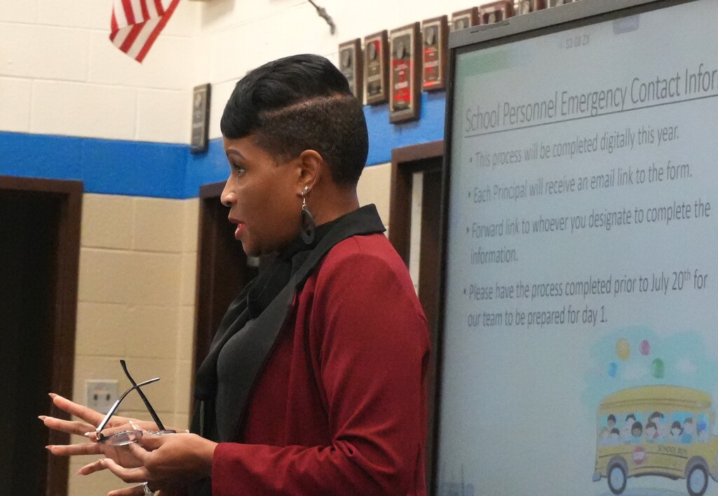 Administrators listen to lecturers for the 2026-2027 school year.