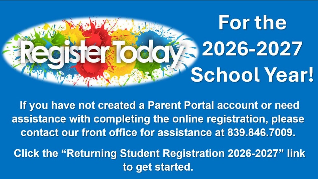 Flyer for 2026-2027 School Registration 