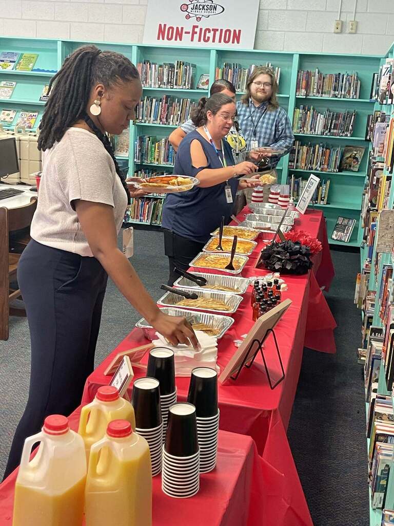 Teachers getting their breakfast