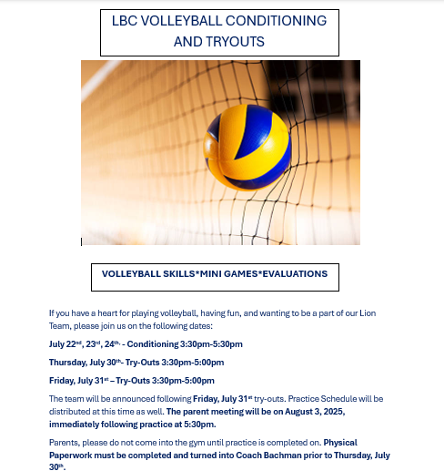 Volleyball Conditioning and Tryouts