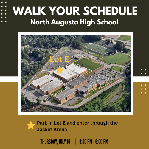 "Aerial shot of North Augusta High School with Star representing Building."