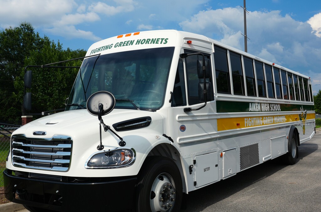 Aiken High showcases its new activity bus.