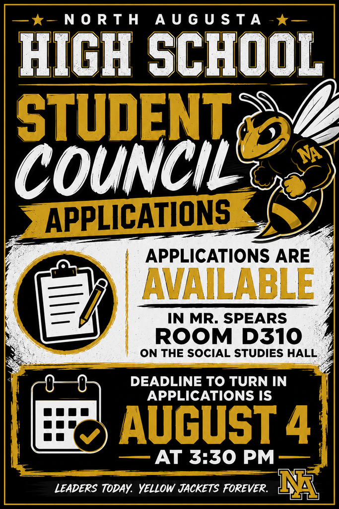 "Black, Gold, and White Flyer with Bee and NA, Writing Tablet, and Calendar."