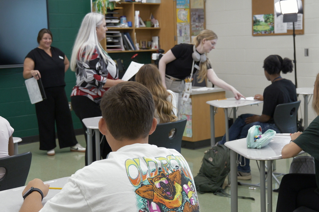 Students listening to directions in classroom.