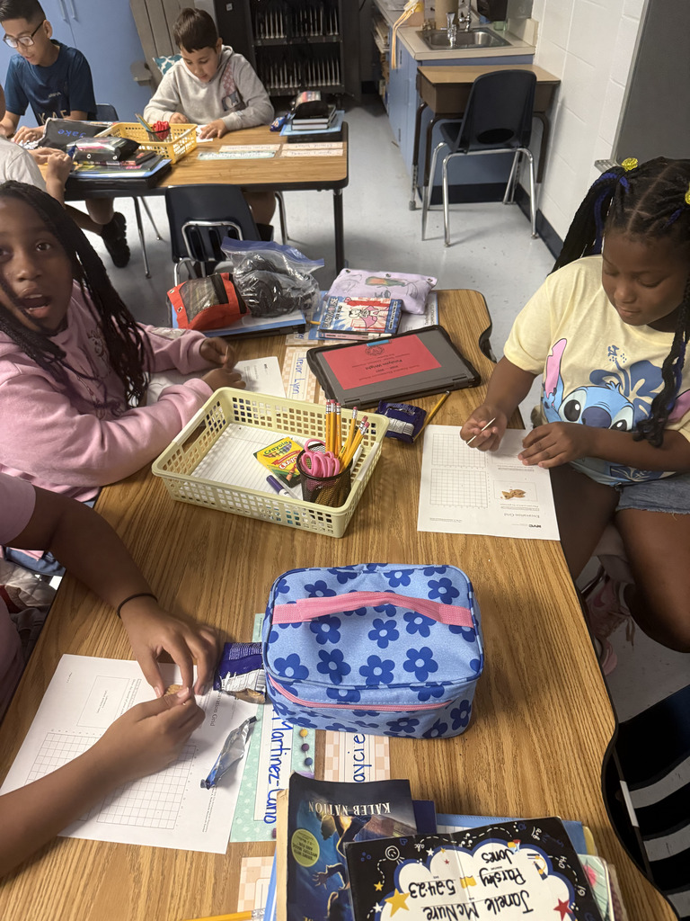 Fourth Graders excavating chocolate chips
