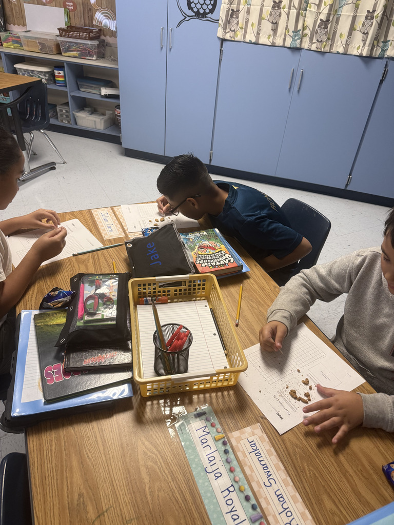 Fourth Graders excavating chocolate chips