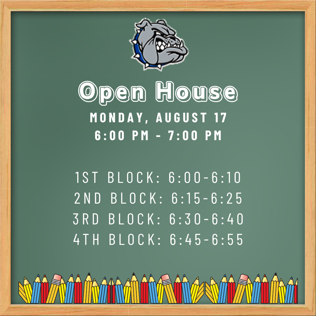 Open House, Monday, August 17th from 6:00 PM to 7:00 PM