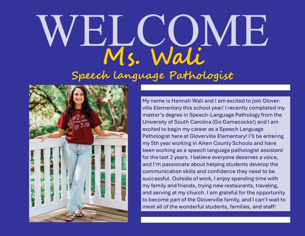 Welcome Ms. Wali