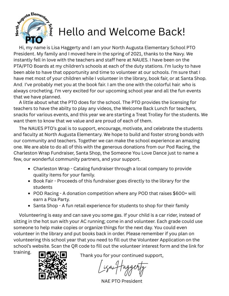 PTO Welcome Letter