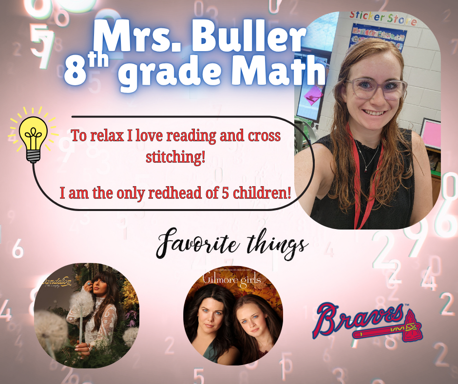This is Mrs. Buller's 2nd year at PK. She is doing amazing things with 8th grade Math and Geometry!