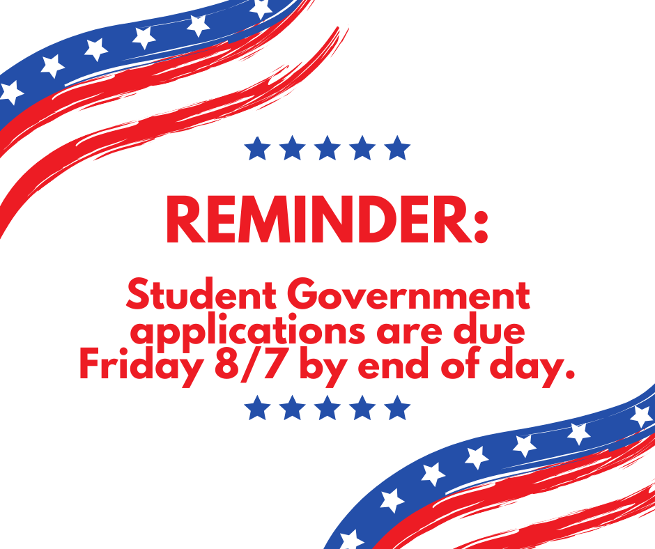 Student government applications due 8/7