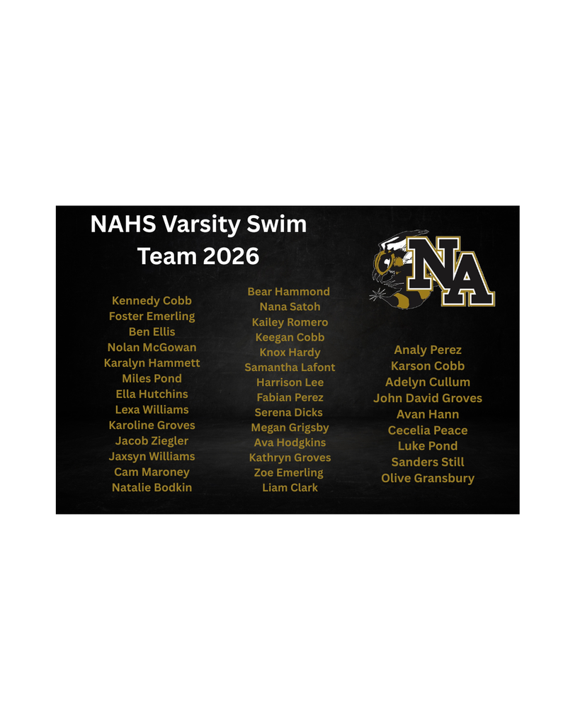 NAHS Varsity Swim team 2026 roster