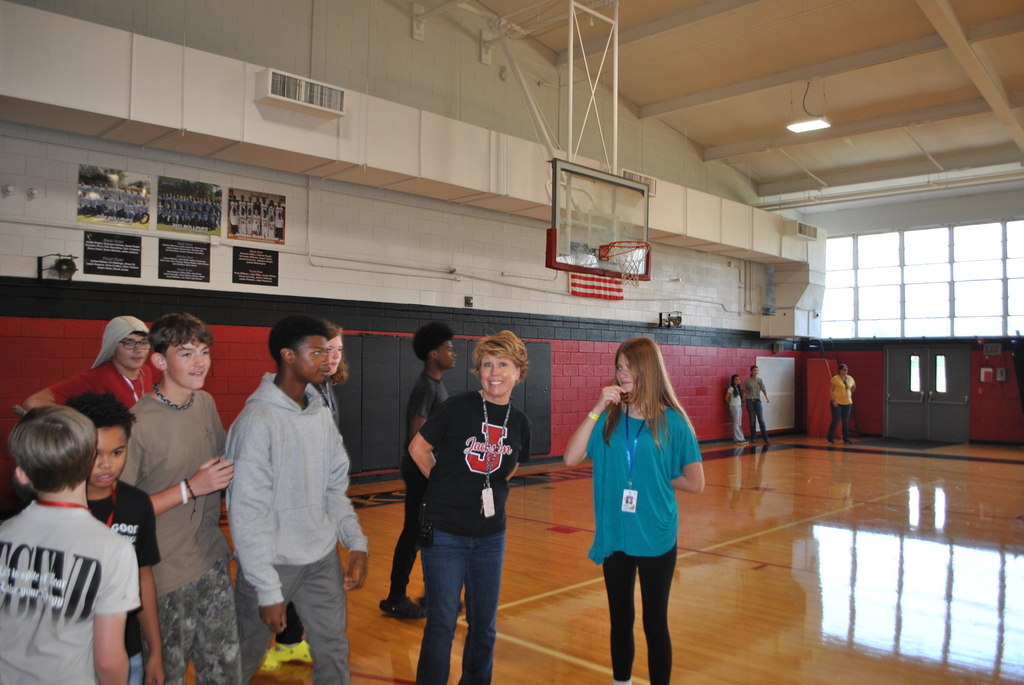 Ms. Turnbach chatting it up with scholars.