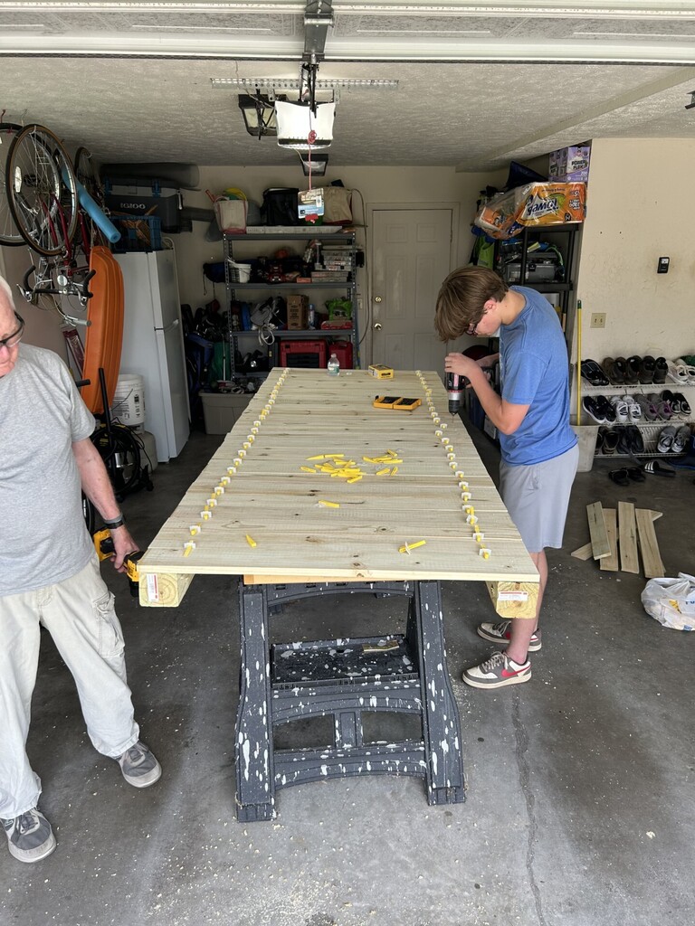 Michael Erwin working on the bridge